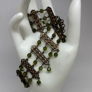 Tommassini Elegant Olive Green and Amber Choker Necklace